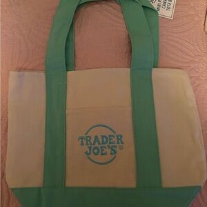 Green-Accent Canvas Tote Bag